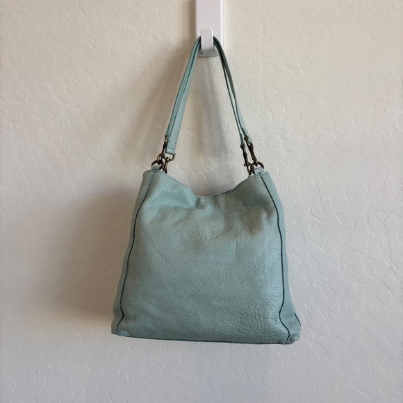 NWT American Leather Co.  genuine leather hobo bag in a light blue/mint color, - Picture 15 of 16